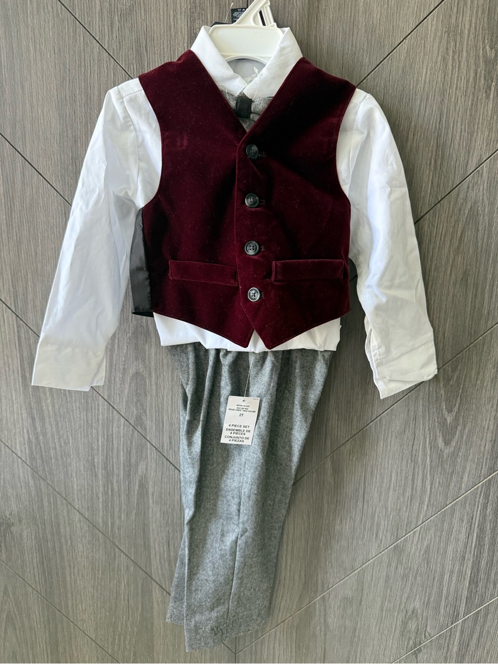 Nautica Toddler Suit Set in Burgundy and Gray
